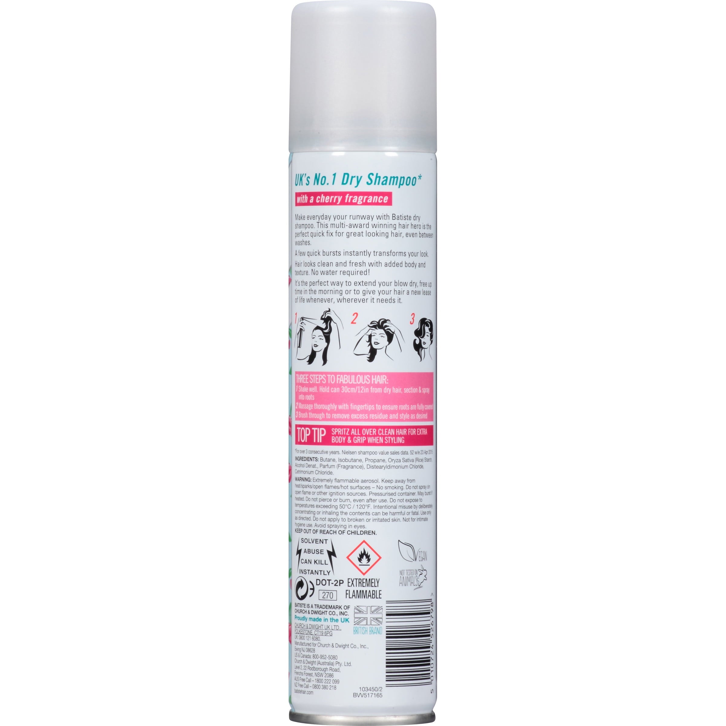 Dry Shampoo, Cherry Fragrance, 4.23 OZ.- Packaging May Vary