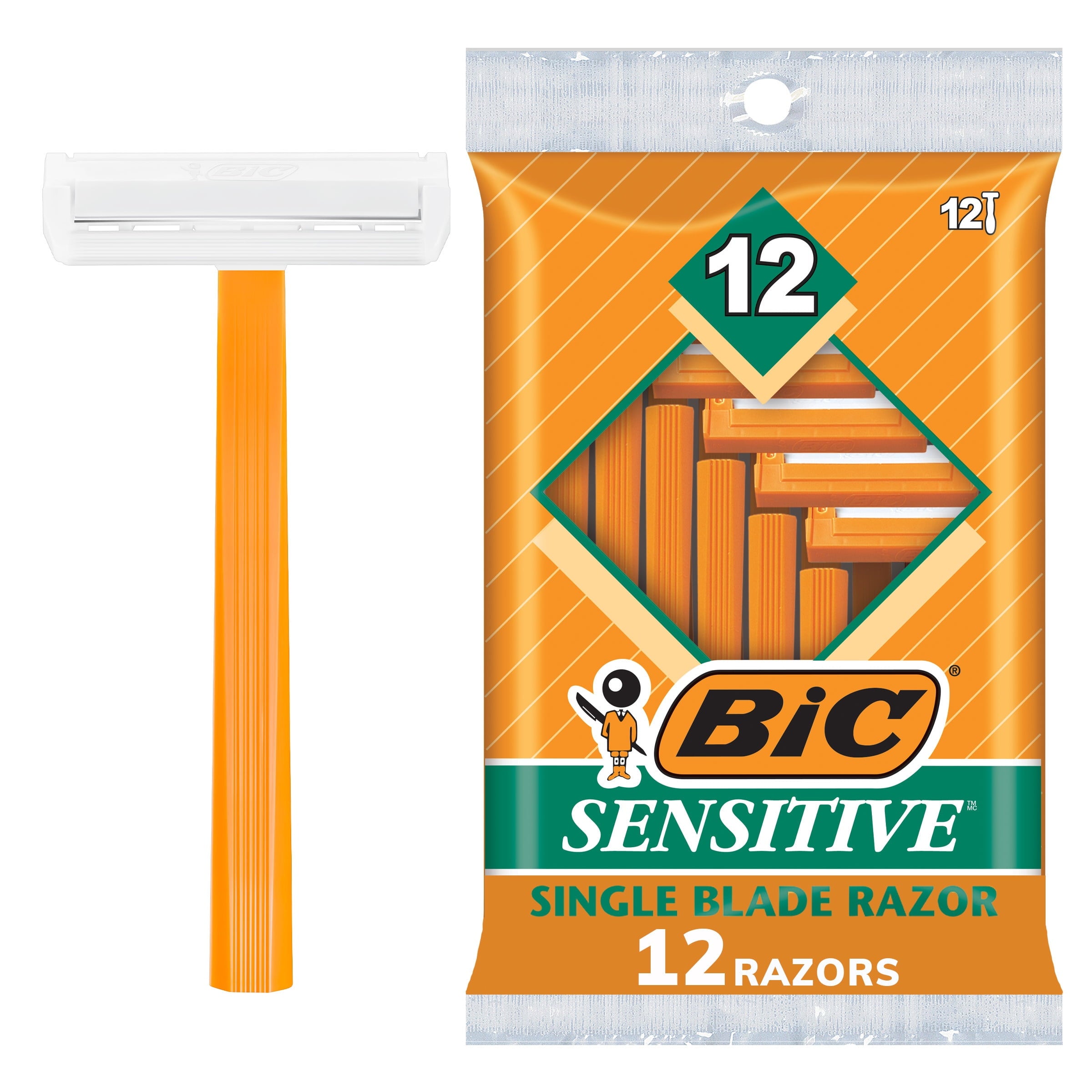 Sensitive Razor Disposable Men'S Razor, Single Blade, Comfortable Smooth Shave, 12 Count