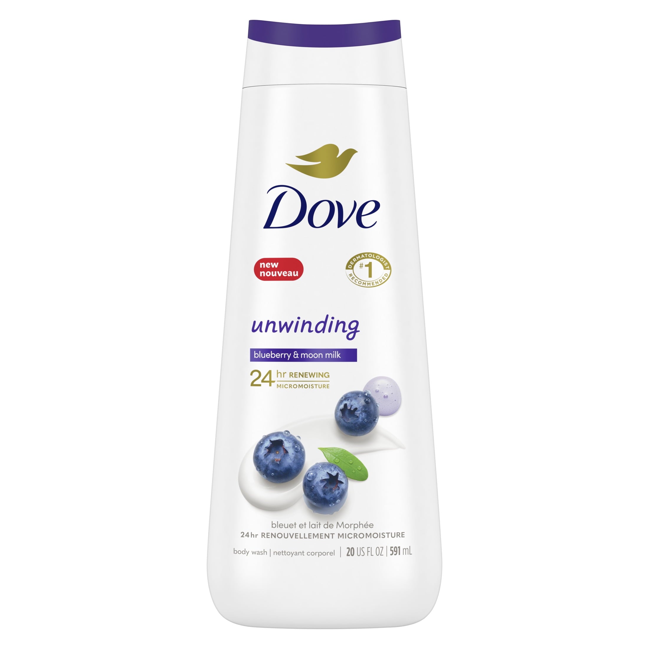 Moisturizing Gentle Body Wash All Skin Type, Blueberry & Moon Milk, 20 Oz