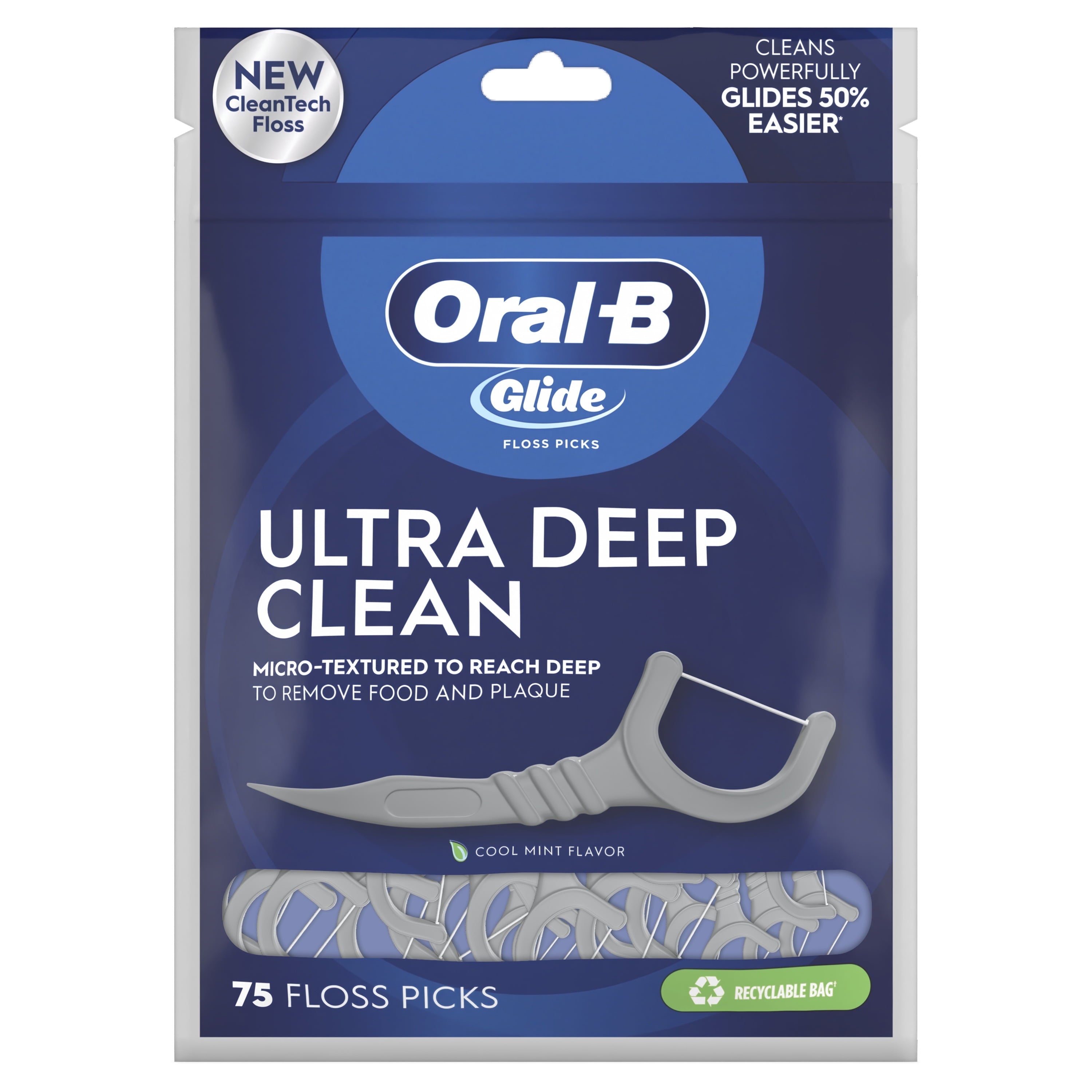 Glide Ultra Deep Clean Dental Floss Picks, Cool Mint Flavor, 75 Count