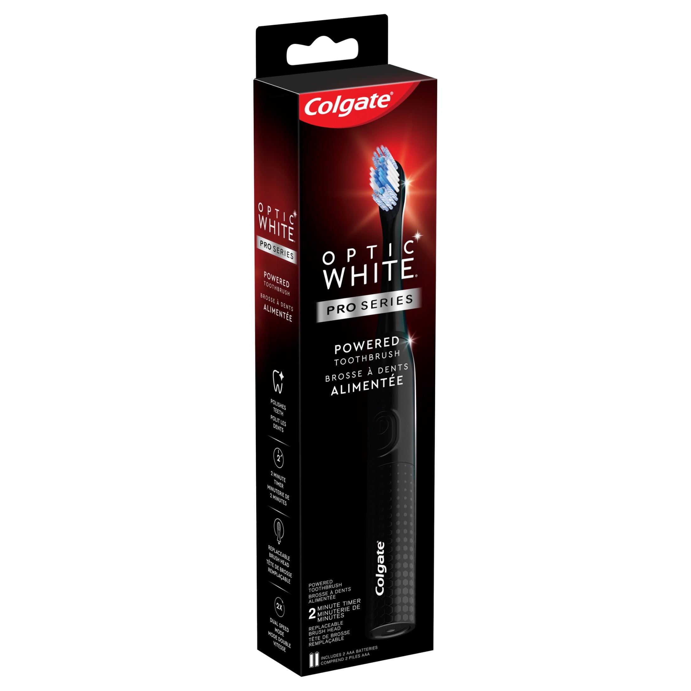 Optic White Pro Series Sonic Battery Powered Toothbrush, Black